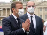 El presidente francés, Emmanuel Macron, y el primer ministro, Jean Castex.
