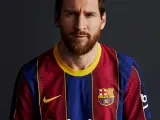 Messi con la nueva equipación del Barcelona