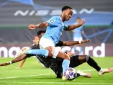 Sterling, durante el Manchester City-Olympique