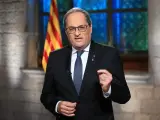 El president de la Generalitat, Quim Torra, durante el discurso institucional con motivo de la Diada 2020.