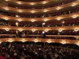 El Gran Teatre del Liceu, con el aforo reducido a la mirad, en el primer concierto después de seis meses de cierre por la pandemia del coronavirus.