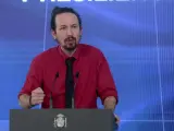 Pablo Iglesias, en la presentación del plan de recuperación, 7 de octubre.