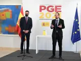 El presidente del Gobierno, Pedro Sánchez, y el vicepresidente Pablo Iglesias, presentan el proyecto de Presupuestos Generales del Estado de 2021.