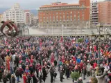 Concentraci&oacute;n de pensionistas vascos frente al Ayuntamiento de Bilbao el pasado mes de enero.