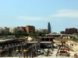 Obras en la futura estaci&oacute;n de La Sagrera (Barcelona).