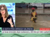 La presentadora Ana Rosa Quintana preocupada por el efecto de las lluvias en Valencia.