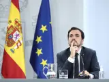 El ministro de Consumo, Alberto Garzón, en una rueda de prensa en Moncloa.