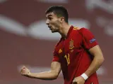 Ferrán Torres celebra uno de sus tres goles a Alemania