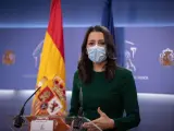 La líder de Ciudadanos, Inés Arrimadas, al anunciar el 'no' de su partido a los Presupuestos Generales del Estado 2021