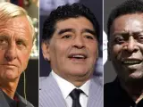 Cruyff, Maradona y Pelé, tres estrellas históricas del fútbol.