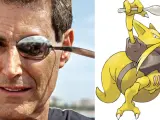 El ilusionista Uri Geller y el Pokémon Kadabra.
