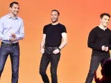 De izquierda a derecha, los cofundadores de Airbnb: Nathan Blecharczyk (CTO), Joe Gebbia (CPO) y Brian Chesky (CEO)