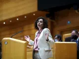 La ministra de Hacienda y portavoz del Gobierno, María Jesús Montero, durante una sesión plenaria en el Senado, en Madrid (España), a 14 de diciembre de 2020.
