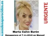 Cartel de la desaparición de Marta Calvo