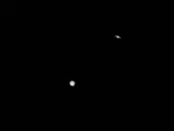 La gran conjunción de Júpiter y Saturno desde la Luna.