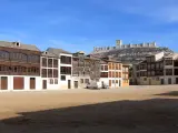 La Plaza del Coso de Peñafiel, con el castillo al fondo.