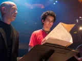 J.K. Simmons junto a Damien Chazelle en el rodaje de 'Whiplash'