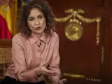 La ministra de Hacienda y portavoz del Gobierno, María Jesús Montero, durante una entrevista con Europa Press.