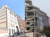 Antes y después de la explosión en el edificio