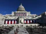 Vista del Capitolio durante el ensayo general de la toma de posesión de Joe Biden.