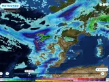 La borrasca Hortense al suroeste de París y las precipitaciones intensas asociadas afectando a la Península Ibérica.