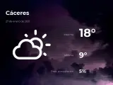 El tiempo en Cáceres: previsión para hoy miércoles 27 de enero de 2021