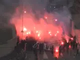 Ultra del Olympique de Marsella, durante las protestas