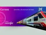 Sello de Correos que conmemora el 80 aniversario de Renfe RENFE 4/2/2021