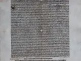 Imagen del documento restaurado para su exhibición durante el V Centenario de la Batalla de Villalar.