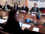 La ministra de Hacienda, María Jesús Montero, en una reunión en CEOE