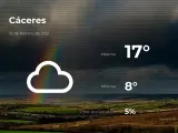 El tiempo en Cáceres: previsión para hoy jueves 18 de febrero de 2021