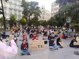 Sentada en Madrid organizada por Juventud por el Clima.