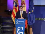 19/02/2021 Su Majestad el Rey, Felipe VI, durante la clausura de la V Cumbre Emprsarial de Aragón. El Rey Felipe VI ha manifestado que la internacionalización de la economía española "va a ser de nuevo, como ya ocurrió en la crisis económica de 2008, uno de los grandes motores de recuperación", tras la crisis generada por la pandemia del coronavirus SARS-CoV-2. ESPAÑA EUROPA ARAGÓN ECONOMIA EUROPA PRESS-FABIÁN SIMÓN