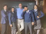 El pequeño Nicolás, Dakota, Pedro García Aguado, Omar Montes y Saray en la promo de 'El internado'