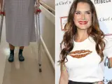 Brooke Shields, caminando por el hospital y en una foto de archivo.
