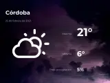 El tiempo en Córdoba: previsión para hoy jueves 25 de febrero de 2021