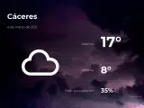 El tiempo en Cáceres: previsión para hoy jueves 4 de marzo de 2021