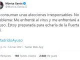 Imagen del tuit de Mónica García.