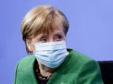 La canciller de Alemania, Angela Merkel, tras una reunión con los jefes de Gobierno de los estados federados para analizar la evolución de la pandemia del coronavirus en el país.