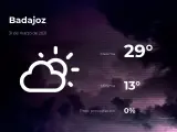 El tiempo en Badajoz: previsión para hoy miércoles 31 de marzo de 2021