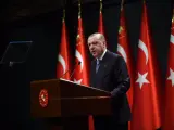 Erdogan, presidente de Turquía, respondiendo al presidente italiano