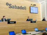 La nueva cúpula del Sabadell, en la presentación de resultados.