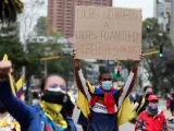 Protesta en Bogot&aacute; contra el Gobierno colombiano y la violencia policial.