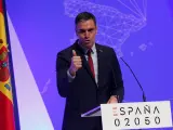 El presidente del Gobierno, Pedro Sánchez, durante la presentación de España 2050