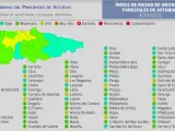 El riesgo de incendio forestal será alto en once municipios asturianos este domingo