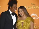 Jay-Z y Beyoncé en la premier Europea de 'El rey león'.