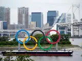 Los aros ol&iacute;mpicos, en Tokio.