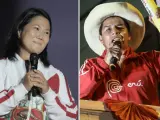 Los candidatos Keiko Fujimori y Pedro Castillo, en el cierre de campaña de las elecciones presidenciales en Perú.