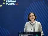 La ministra d'Indústria, Comerç i Turisme, Reyes Maroto, en una imatge d'arxiu durant la presentació del Pla d'Acció per a la Internacionalització de l'Economia Espanyola 2021-2022
