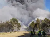 Nivel 1 en un incendio en Serradilla del Arroyo (Salamanca) con la intervención de medios aéreos y terrestres